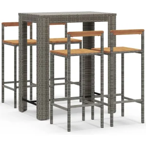 Arvind 5-delige Tuinbarset poly rattan en massief acaciahout grijs Arvind 5-delige Tuinbarset poly rattan en massief acaciahout grijs