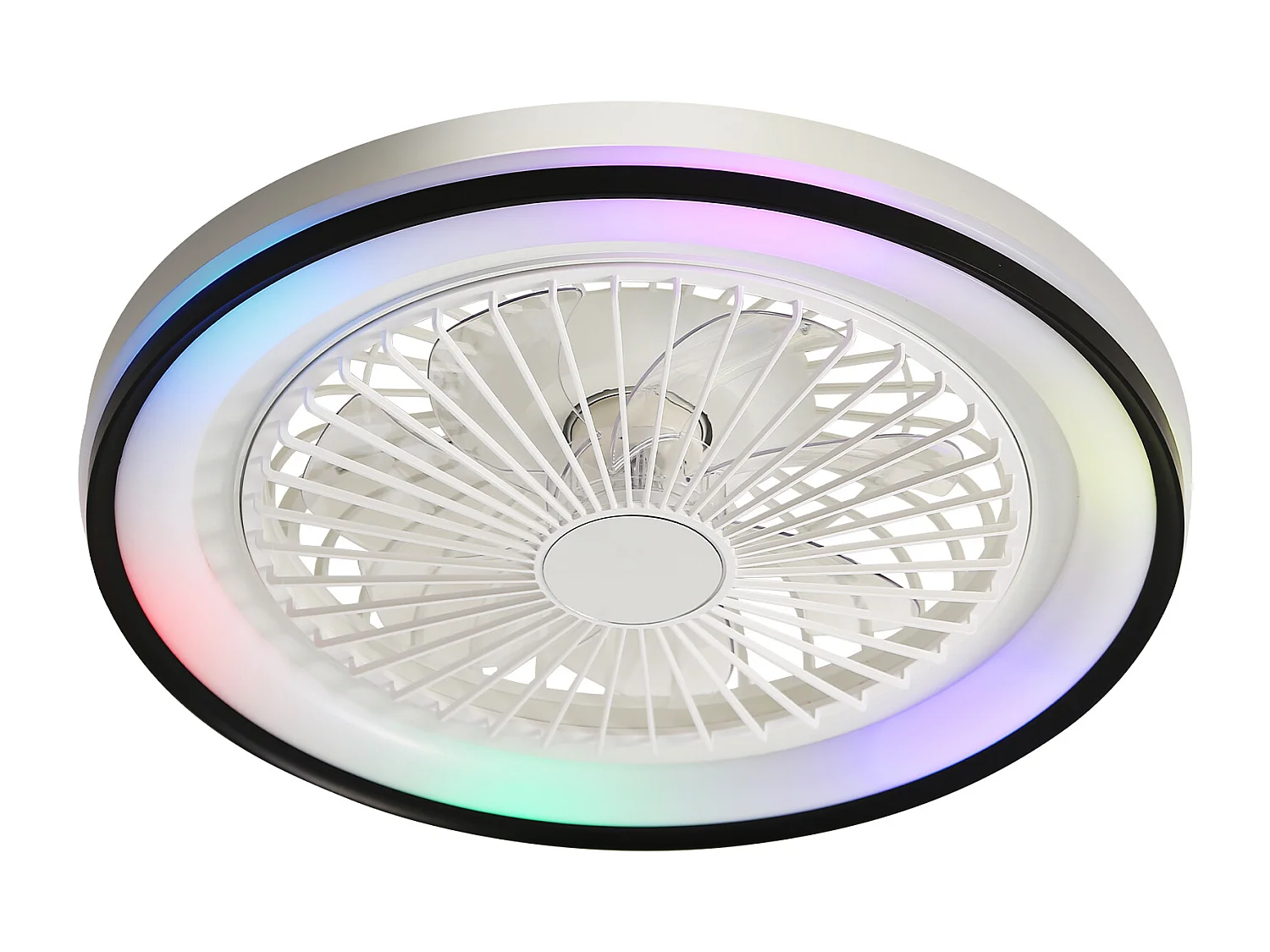 19 inch plafondventilator met afstandsbediening, 3 ABS-bladen, ultrastille DC-motor, 3-kleurige RGB dimbare LED (48,26 x 48,26 x 12,7 cm)