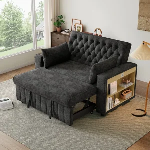 2-zits slaapbank met opbergruimte, bekerhouder, USB-aansluiting, chenillestof, grijs (140x137x84 cm) 2-zits slaapbank met opbergruimte, bekerhouder, USB-aansluiting, chenillestof, grijs (140x137x84 cm)