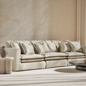 Bank van chenillestof Amalfi – 6 plaatsen – beige grijs Bank van chenillestof Amalfi – 6 plaatsen – beige grijs