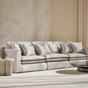 Bank van geweven stof Amalfi – 6 plaatsen – beige Bank van geweven stof Amalfi – 6 plaatsen – beige