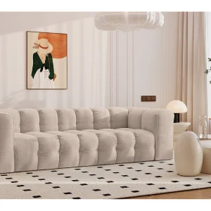 4-zitsbank, comfortbank BALOO, stof Schenille, beige