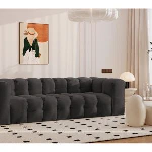 4-zitsbank, comfortbank BALOO, stof Schenille, zwart