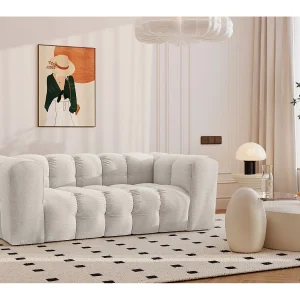 2-zitsbank, comfortbank BALOO, stof Schenille, ecru 2-zitsbank, comfortbank BALOO, stof Schenille, ecru