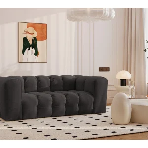 2-zitsbank, comfortbank BALOO, stof Schenille, zwart 2-zitsbank, comfortbank BALOO, stof Schenille, zwart
