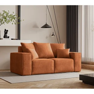 Bank, tweezitsbank ELLA, stof Noel, oranje Bank, tweezitsbank ELLA, stof Noel, oranje