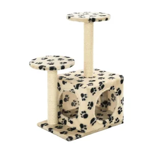 Alice Claire  Kattenkrabpaal met sisal krabpalen 60 cm pootafdrukken beige