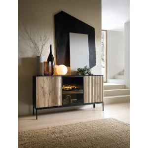 3-deurs buffet met geïntegreerde LED, zwart-wit, 154×83 cm 3-deurs buffet met geïntegreerde LED, zwart-wit, 154×83 cm