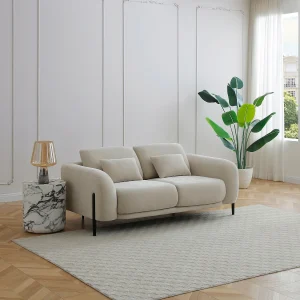 2-zits bank met verstelbare rugleuning in beige stof ARAVIO 2-zits bank met verstelbare rugleuning in beige stof ARAVIO