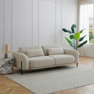 3-zits bank met verstelbare rugleuning in beige stof ARAVIO