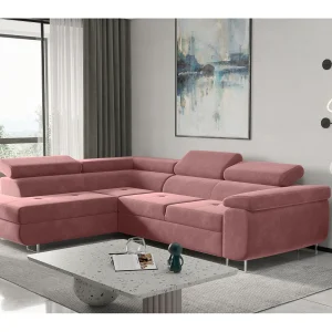 ATOM hoekbank met slaapfunctie, Monolith stof, roze, links ATOM hoekbank met slaapfunctie, Monolith stof, roze, links