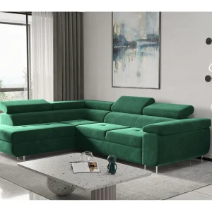 ATOM hoekbank met slaapfunctie, Monolith stof, groen, links