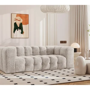 3-zitsbank, comfortbank BALOO, stof Schenille & Bouclé, Ecru 3-zitsbank, comfortbank BALOO, stof Schenille & Bouclé, Ecru