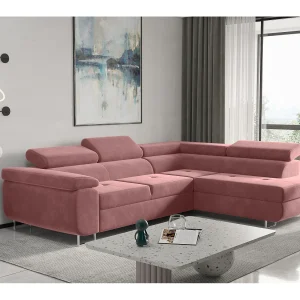 ATOM hoekbank met slaapfunctie, Monolith stof, roze, rechts ATOM hoekbank met slaapfunctie, Monolith stof, roze, rechts