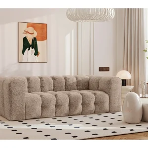 3-zitsbank, comfortbank BALOO, stof Schenille & Bouclé, donkerbeige 3-zitsbank, comfortbank BALOO, stof Schenille & Bouclé, donkerbeige