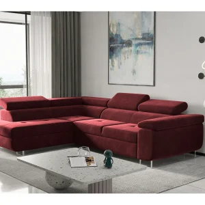 ATOM hoekbank met slaapfunctie, Monolith stof, rood, links ATOM hoekbank met slaapfunctie, Monolith stof, rood, links