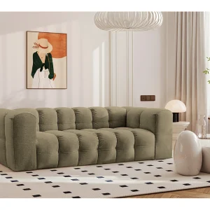 3-zitsbank, comfortbank BALOO, stof Schenille, olijfgroen 3-zitsbank, comfortbank BALOO, stof Schenille, olijfgroen