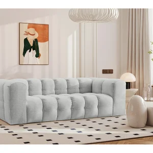 3-zitsbank, comfortbank BALOO, stof Schenille, lichtgrijs 3-zitsbank, comfortbank BALOO, stof Schenille, lichtgrijs