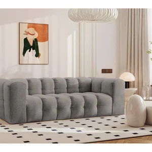 3-zitsbank, comfortbank BALOO, stof Schenille, grijs 3-zitsbank, comfortbank BALOO, stof Schenille, grijs