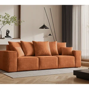 Bank, driezitsbank ELLA, stof Noel, oranje Bank, driezitsbank ELLA, stof Noel, oranje