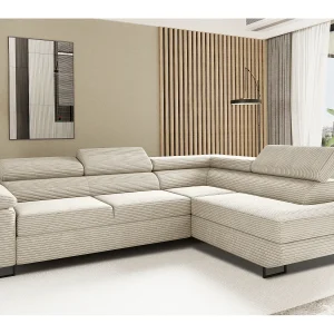 ATOMIC hoekbank met slaapfunctie, Poso stof, beige, rechts ATOMIC hoekbank met slaapfunctie, Poso stof, beige, rechts