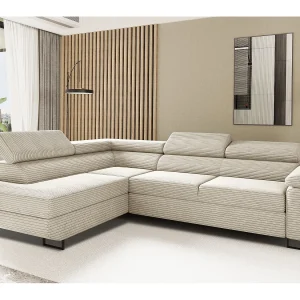 ATOMIC hoekbank met slaapfunctie, Poso stof, beige, links ATOMIC hoekbank met slaapfunctie, Poso stof, beige, links