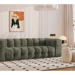 4-zitsbank, comfortbank BALOO, stof Schenille & Bouclé, groen