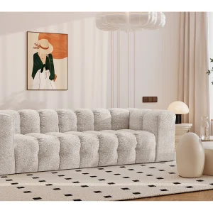4-zitsbank, comfortbank BALOO, stof Schenille & Bouclé, Ecru