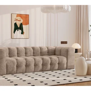 4-zitsbank, comfortbank BALOO, stof Schenille & Bouclé, donkerbeige