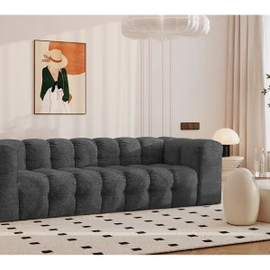 4-zitsbank, comfortbank BALOO, stof Schenille & Bouclé, grafiet