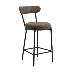 BADALONA barstoel in badstof en metaal – Zithoogte 65 cm-Kleur Bruin BADALONA barstoel in badstof en metaal – Zithoogte 65 cm-Kleur Bruin