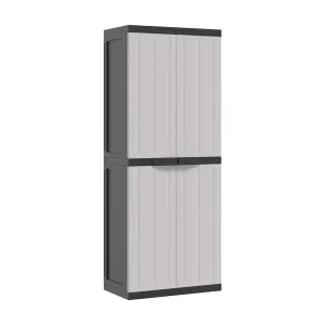 Alavieska Tuinkast 65x37x165 cm polypropeen grijs en zwart Alavieska Tuinkast 65x37x165 cm polypropeen grijs en zwart