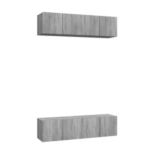 Assumption Tv-meubelen 4 st 60x30x30 cm bewerkt hout grijs sonoma eiken Assumption Tv-meubelen 4 st 60x30x30 cm bewerkt hout grijs sonoma eiken