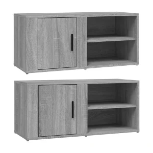 Arnaldo  Tv-meubels 2 st 80×31,5×36 cm bewerkt hout grijs sonoma eiken