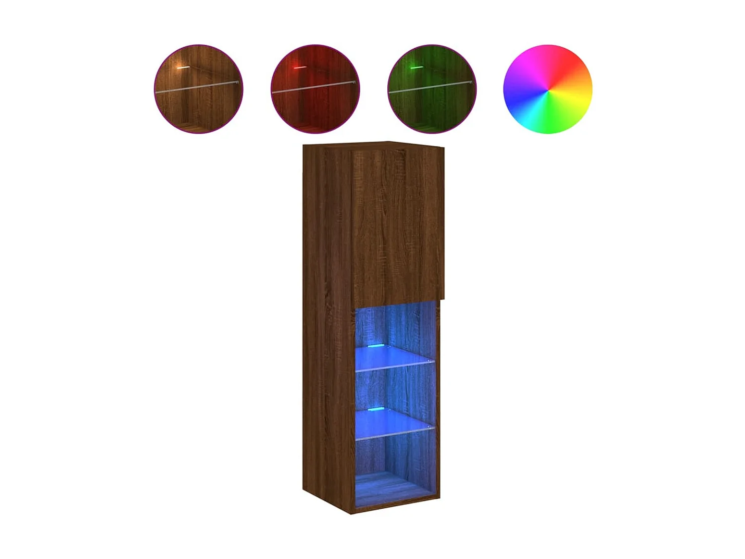 Almar Tv-meubel met LED-verlichting 30,5x30x102 cm bruin eikenkleur