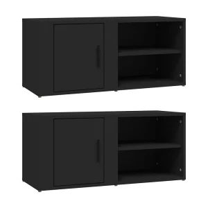 Arnaldo  Tv-meubels 2 st 80×31,5×36 cm bewerkt hout zwart