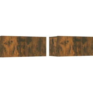 Ballinger  Tv-meubelen 2 st 80x30x30 cm bewerkt hout gerookt eikenkleur