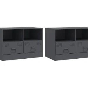 Amelie  Tv-meubelen 2 st 67x39x44 cm staal antracietkleurig