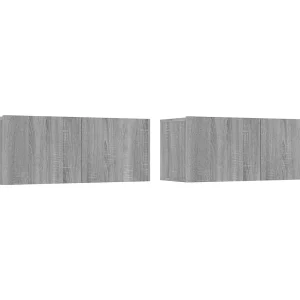 Ballinger  Tv-meubelen 2 st 80x30x30 cm bewerkt hout grijs sonoma eiken