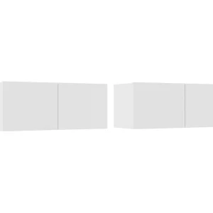 Ballinger  Tv-meubels 2 st 80x30x30 cm bewerkt hout wit