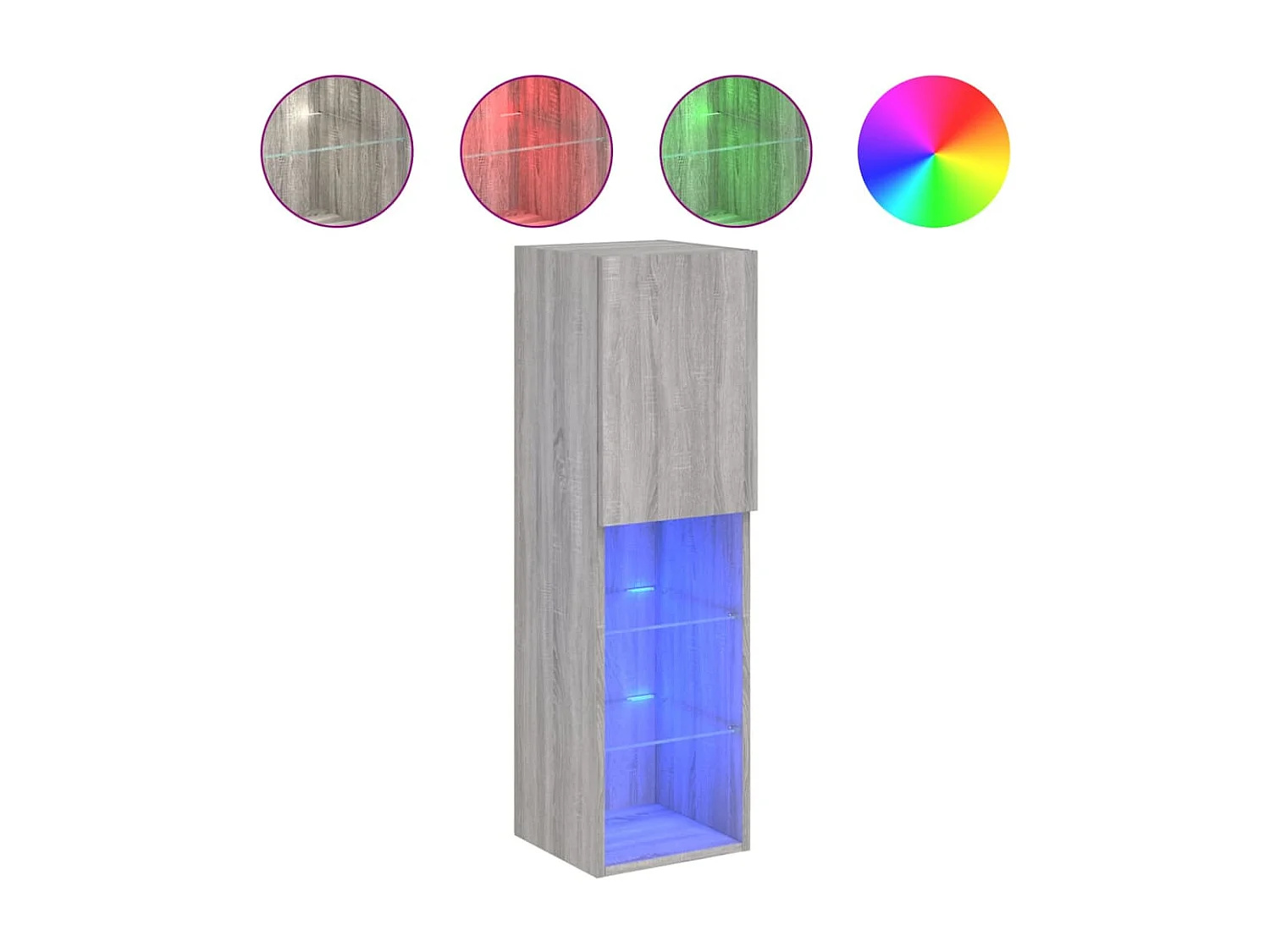 Almar Tv-meubel met LED-verlichting 30,5x30x102 cm grijs sonoma eiken