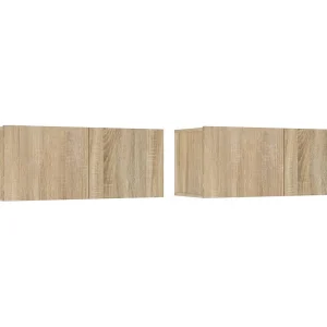 Ballinger  Tv-meubels 2 st 80x30x30 cm bewerkt hout sonoma eikenkleurig