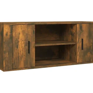 Åse Kristine Tv-meubel 100x35x40 cm bewerkt hout gerookt eikenkleurig Åse Kristine Tv-meubel 100x35x40 cm bewerkt hout gerookt eikenkleurig