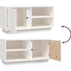 Anne-Suzanne  Tv-meubel 80x35x40,5 cm massief grenenhout wit