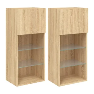 Almar  Tv-meubels met LED-verlichting 2 st 40,5x30x90 cm sonoma eiken