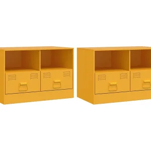 Amelie  Tv-meubelen 2 st 67x39x44 cm staal mosterdgeel