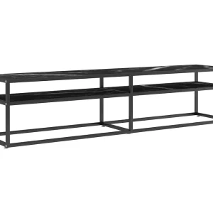 Ballypatrick  Tv-meubel 180x40x40,5 cm gehard glas zwartmarmerkleurig