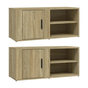 Arnaldo  Tv-meubels 2 st 80×31,5×36 cm bewerkt hout sonoma eikenkleurig