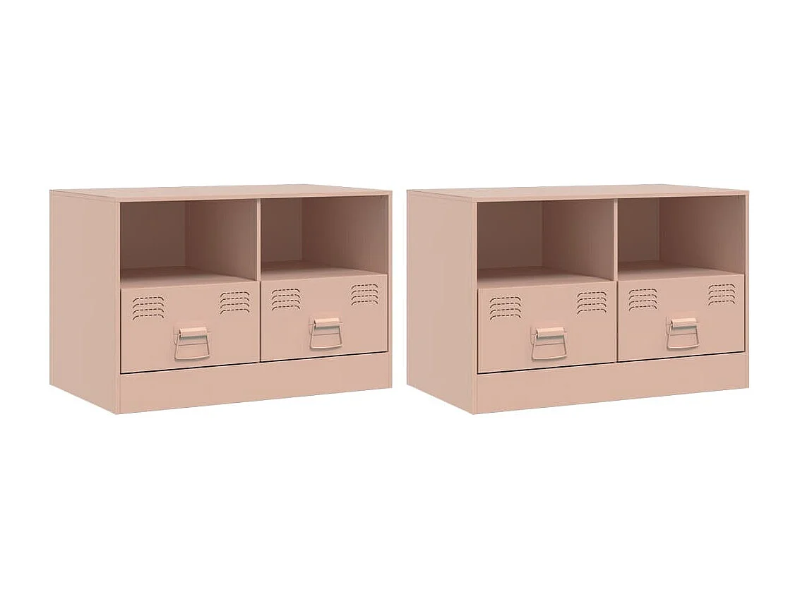 Amelie Tv-meubelen 2 st 67x39x44 cm staal roze