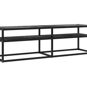 Ballypatrick  Tv-meubel 140x40x40,5 cm gehard glas zwartmarmerkleurig